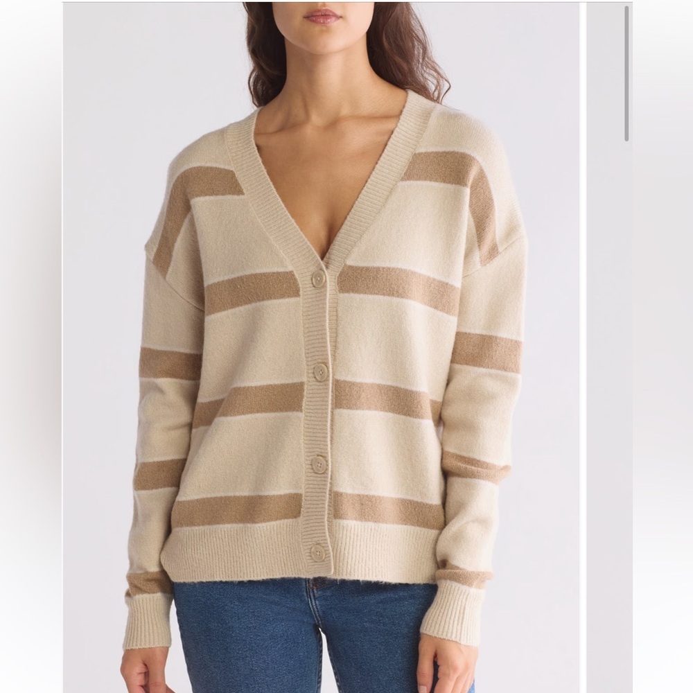 Splendid Stripe V‎ Neck Cardigan sweater oversized women’s XS NWT